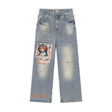 Distressed Wide Leg Vintage Washed Jeans