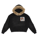 Sun Fade Boxy Detachable Fur Hoodie