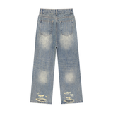 Distressed Wide Leg Vintage Washed Jeans