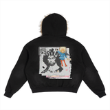 Sun Fade Boxy Detachable Fur Hoodie